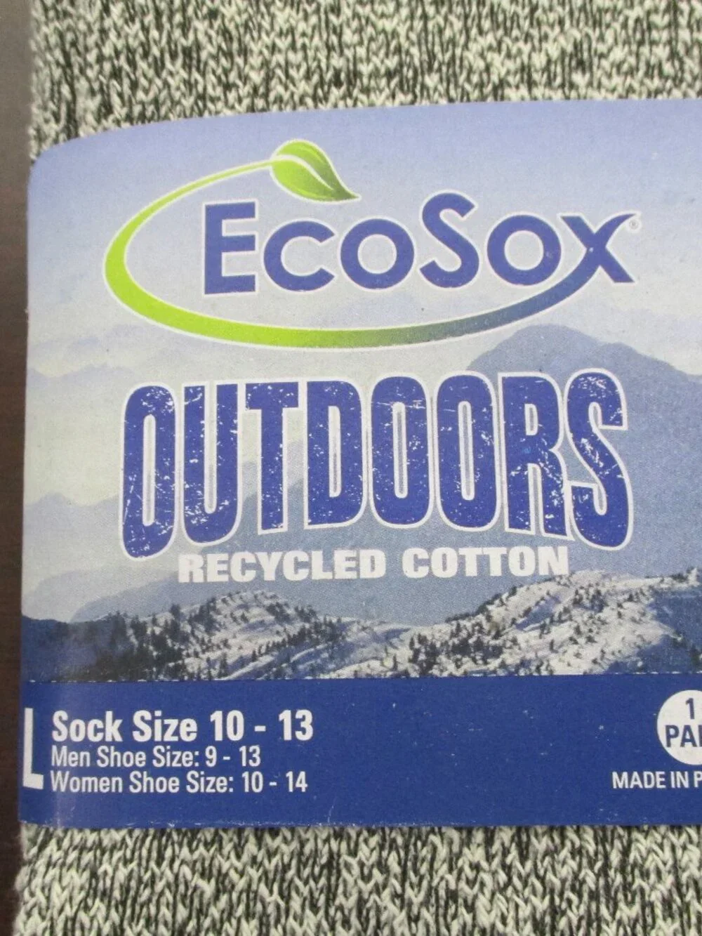 EcoSox Outdoors recycled cotton socks 3‑pack – size L